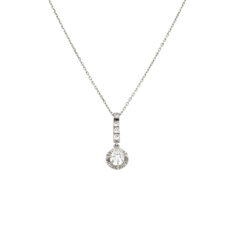 Collier vintage diamants 0.59 carat platine 5.37g Comme neuf -  reconditionné disponible sur Gemme Les Bijoux